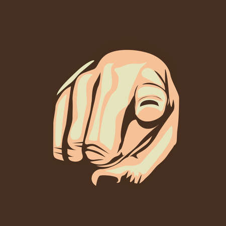 hand design over brown backgroundのイラスト素材