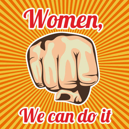 women we can do it over grunge backgroundのイラスト素材