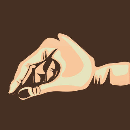 hand design over brown backgroundのイラスト素材