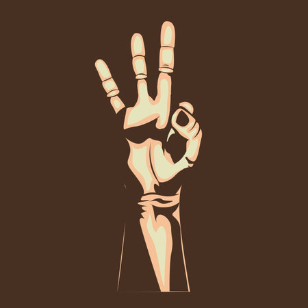 three hand over brown background vector illustration のイラスト素材