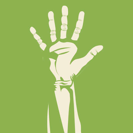 five  hand over green background vector illustration のイラスト素材