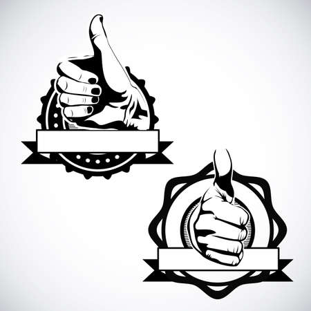 well done seals over gray backgroundのイラスト素材