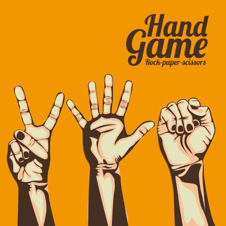 hand game over orange backgroundのイラスト素材