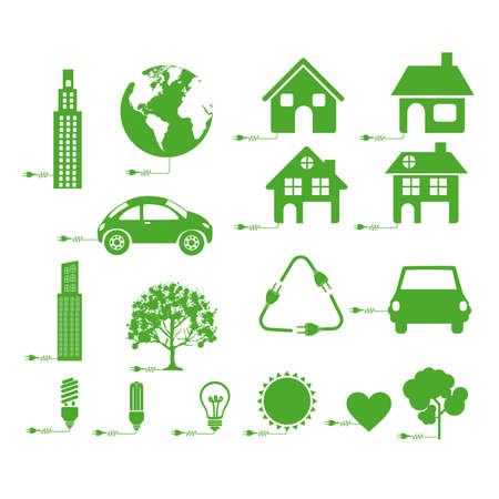 sustainable icons over white backgroundのイラスト素材