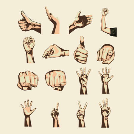 hands symbols over pink backgroundのイラスト素材