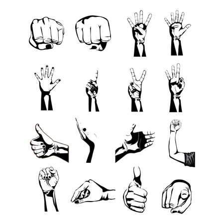 hands symbols over white backgroundのイラスト素材
