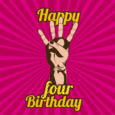 four number by hand over grunge backgroundのイラスト素材