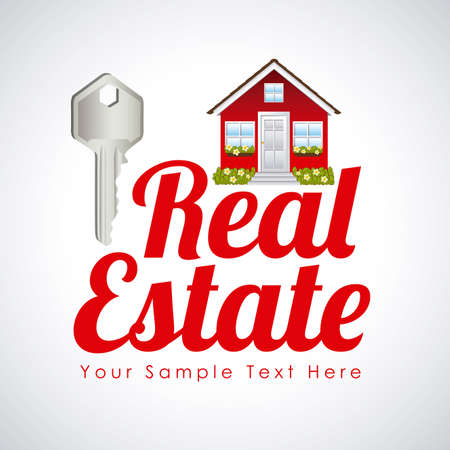 real estate over gray backgroundのイラスト素材