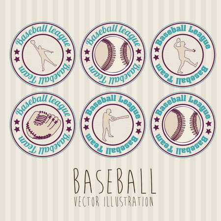 baseball seals over lineal background illustration のイラスト素材