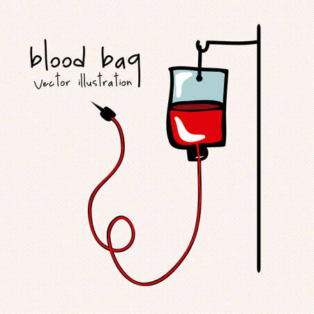 blood bag over pink background illustrationのイラスト素材