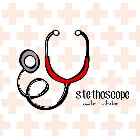 stethoscope icon over cross background illustrationのイラスト素材