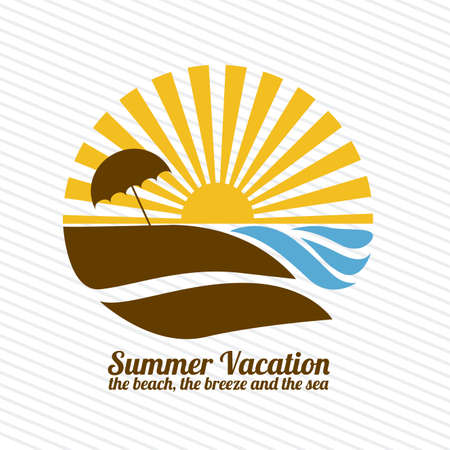 summer vacation over lineal background illustrationのイラスト素材