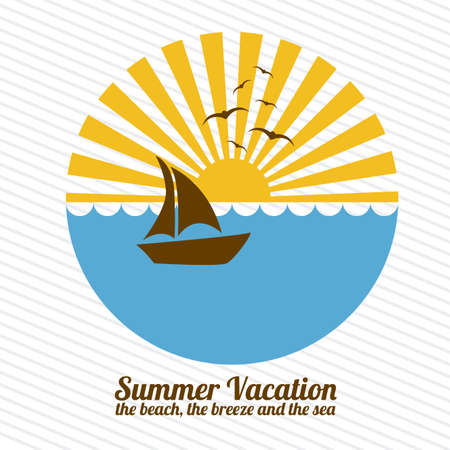 summer vacation over lineal background illustrationのイラスト素材