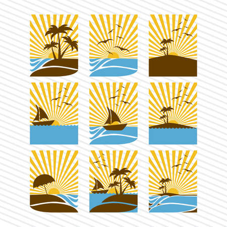 summer icons over white background illustration のイラスト素材