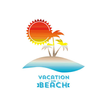 vacation in the beach over white background illustration のイラスト素材