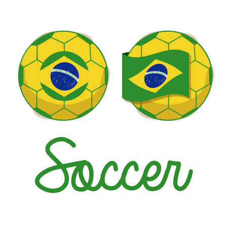 brazilian soccer over white background illustrationのイラスト素材