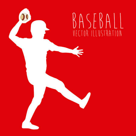 baseball league over red background illustration のイラスト素材