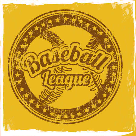baseball league over yellow background illustration のイラスト素材