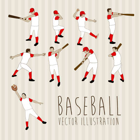 baseball players over lineal background vector illustration のイラスト素材