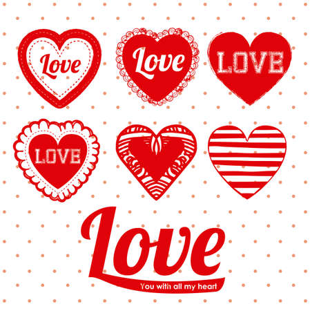 love design over dotted white backgrounsd vector illustration のイラスト素材