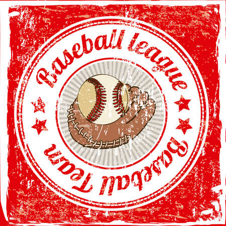 baseball label over red background vector illustration のイラスト素材