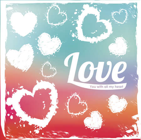 love design over red and blue background vector illustration のイラスト素材