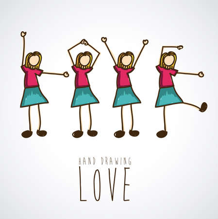 hand drawing love over gray background vector illustrationのイラスト素材