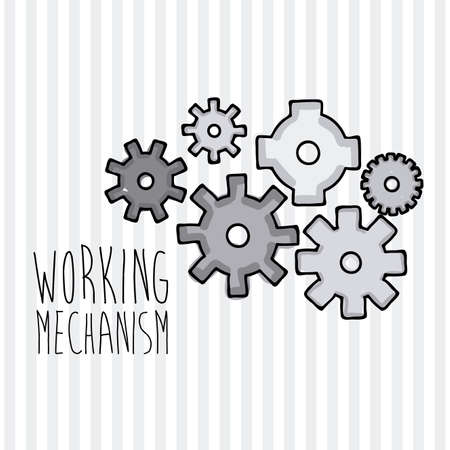 working mechanism over lineal background vector illustration のイラスト素材