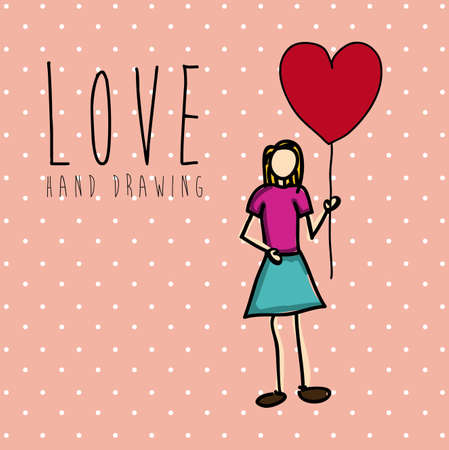 hand drawing love over dotted background vector illustrationのイラスト素材