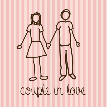 couple in love over lineal background vector illustration のイラスト素材