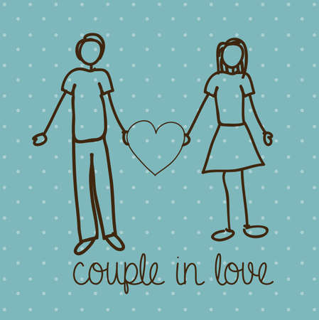 couple in love  over dotted background vector illustrationのイラスト素材