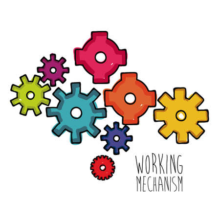 working mechanism over white background illustrationのイラスト素材