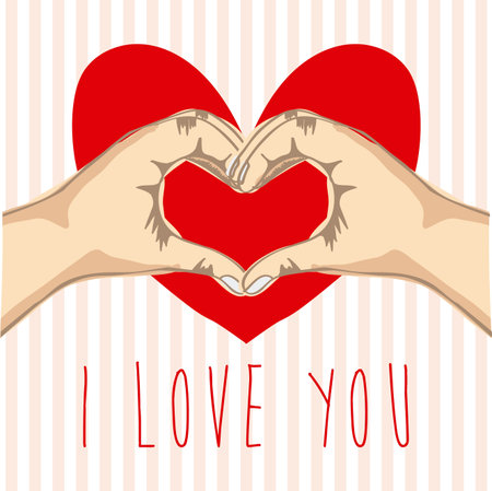 i love you over lineal background illustration  のイラスト素材