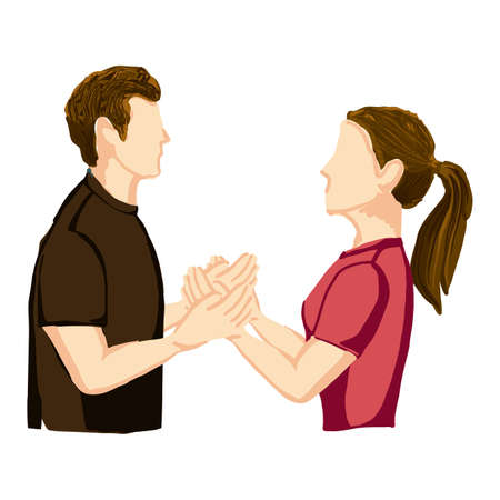 couple poses over white background ,illustrationのイラスト素材