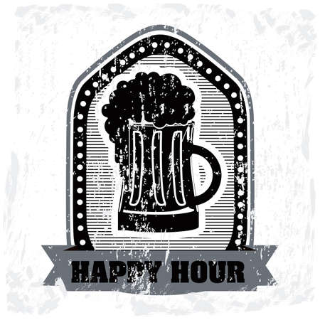 happy hour label over white background vector illustration のイラスト素材