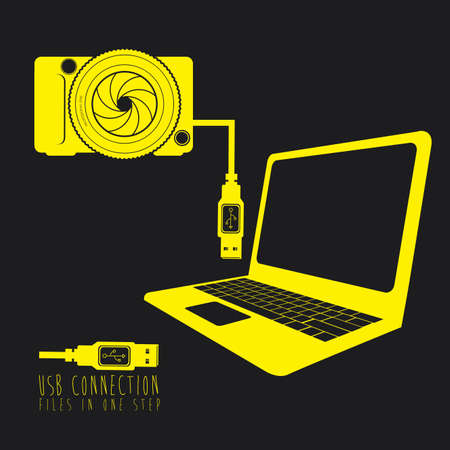 usb connection over black background vector illustration のイラスト素材