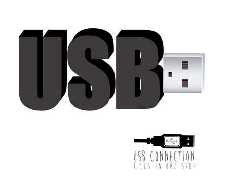 usb connection over white background vector illustration のイラスト素材
