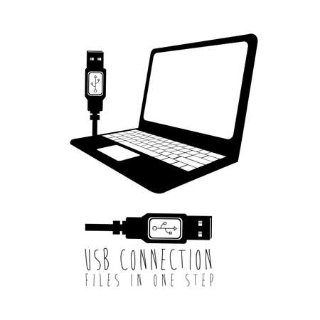 usb connection over white background vector illustration のイラスト素材