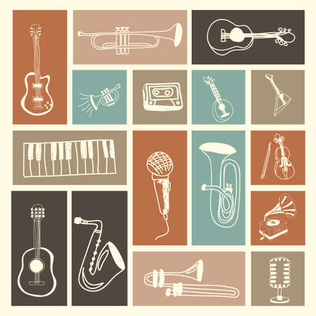 music icons over pink background vector illustration のイラスト素材