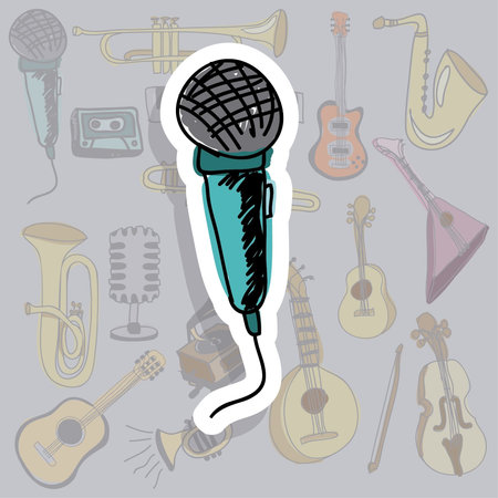 microphone icon over gray background vector illustration のイラスト素材