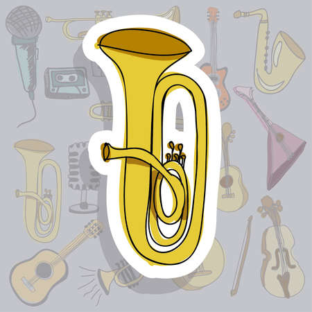 trumpet icon over gray background vector illustration のイラスト素材