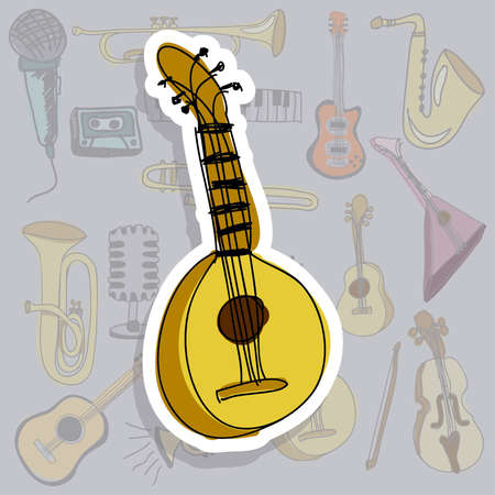 acoustic guitar icon over gray background vector illustration  のイラスト素材