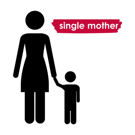 single mother over white background vector illustration のイラスト素材