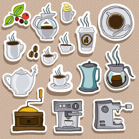 coffee icons over beige background vector illustration のイラスト素材