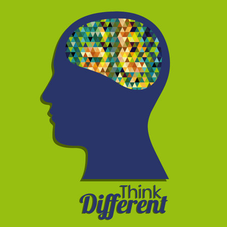 think different design over green bakground vector illustration のイラスト素材