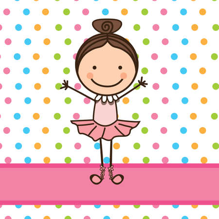 little ballerina over dotted background vector illustration のイラスト素材