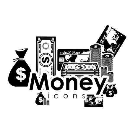 money icons over white background のイラスト素材
