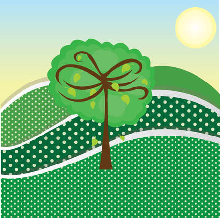 tree natural design over landscape backgroundのイラスト素材