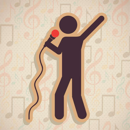 sing design over musical notes background のイラスト素材