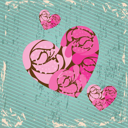 love hearts over lineal background のイラスト素材